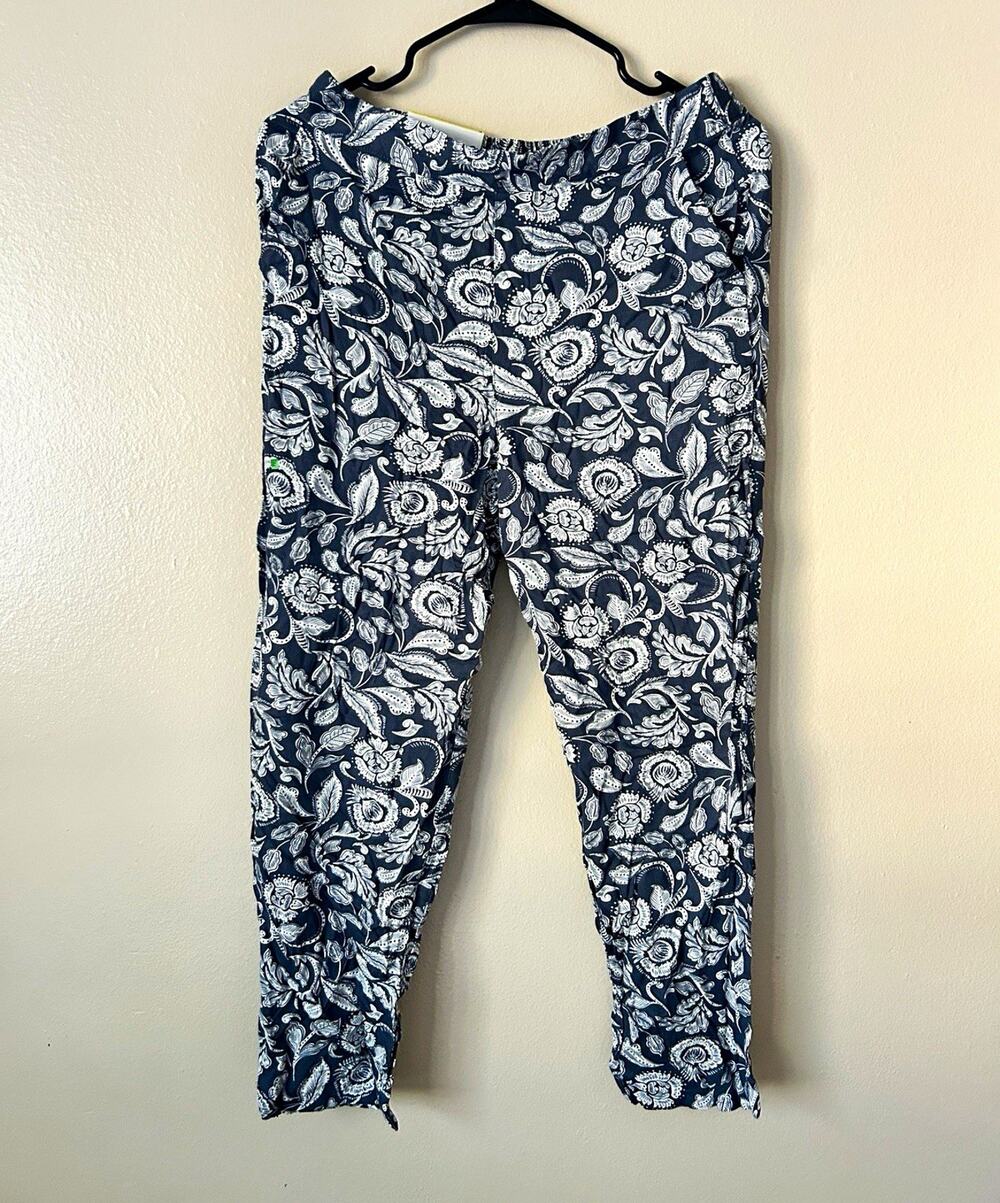 Jessica Simpson Womens Blue White Floral Jogger Pants Size S Viscose Woven